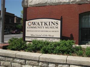Sign for the Watkins Community Museum in Lawrence, Kansas